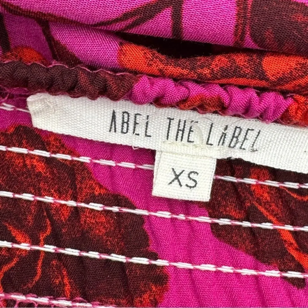 Abel The Label Tropical Floral Charlotte Halter Boho Maxi Dress Purple Pink XS - Image 11