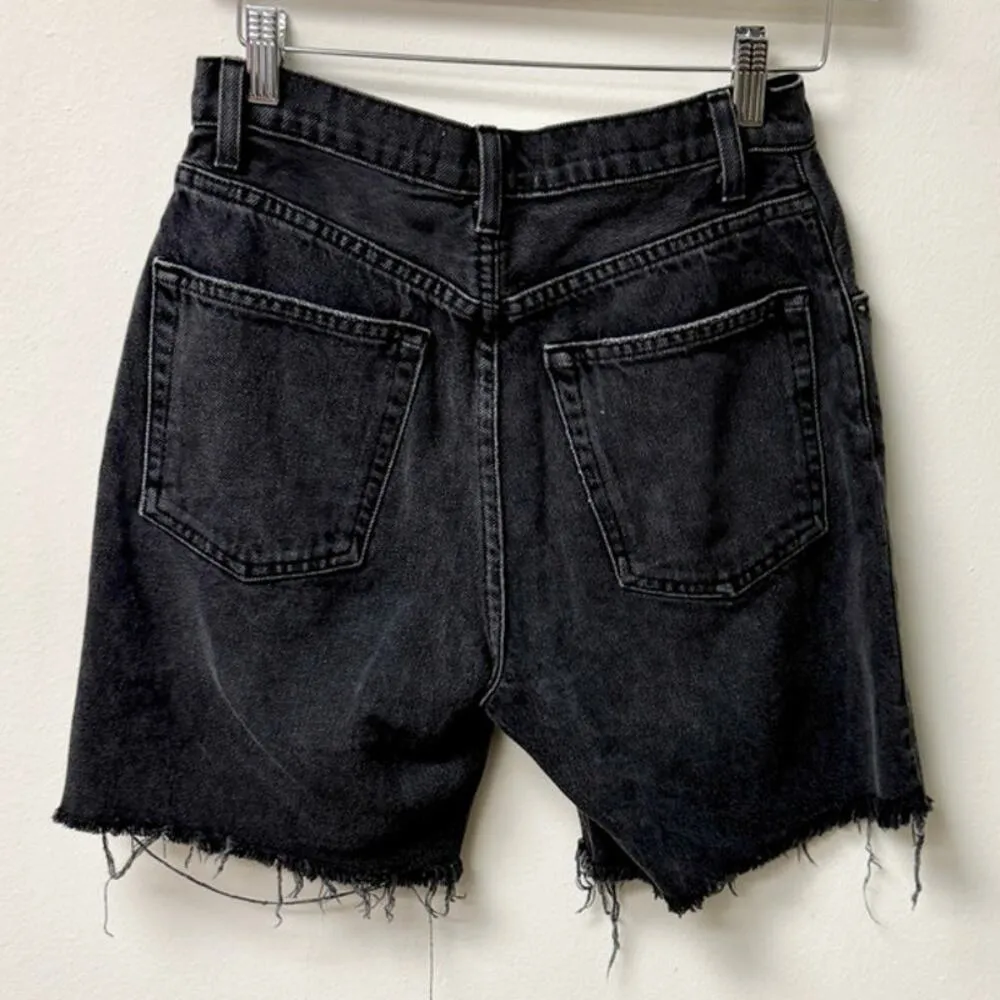 Reformation Allie High Rise Frayed Hem Jean Short Monterey Wash Black Women's 25 - Image 6
