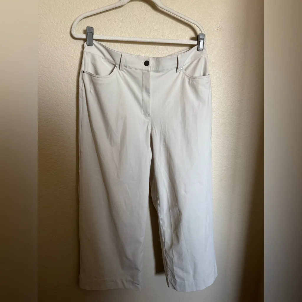 Lululemon City Sleek 5 Pocket Wide‎ Leg HR 7/8 Pant Sz 32 White Opal Plus Size - Image 2