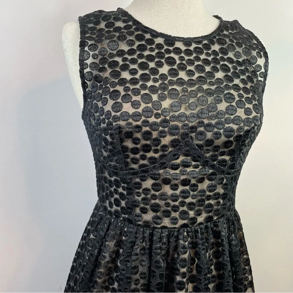 Plenty Tracy Reese Anthropologie Black Embroidered Sheer Dot Cocktail Dress 6 - Image 4