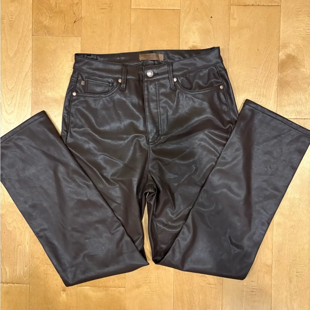 Judy Blue faux leather high rise straight jeans pants 9 29 brown - Image 3