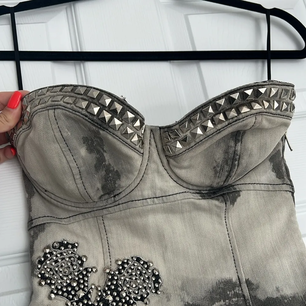 Strapless Denim Dress - Image 2