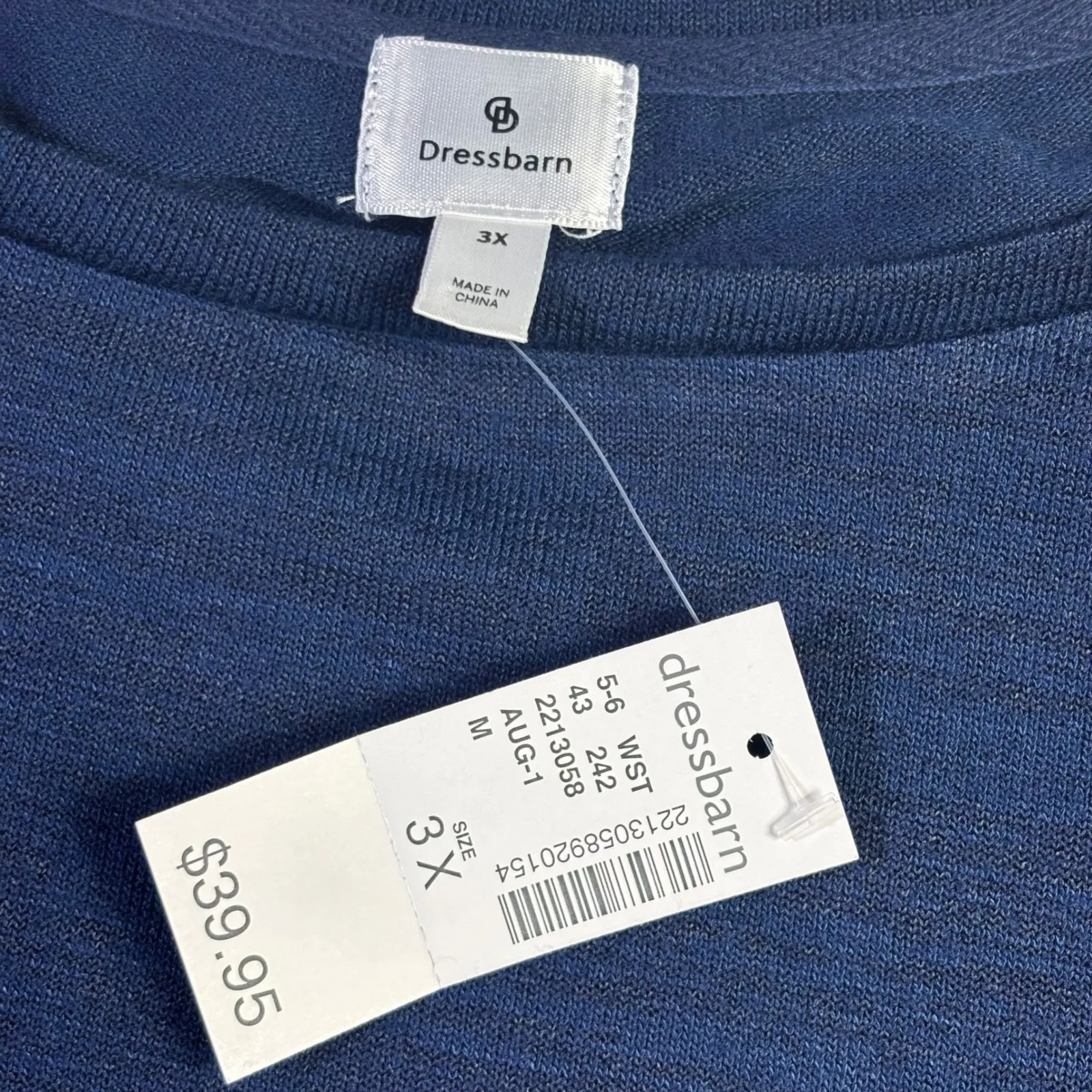 Dressbarn Womens Blue Short Sleeve Button Shoulder Top 3X - Image 4