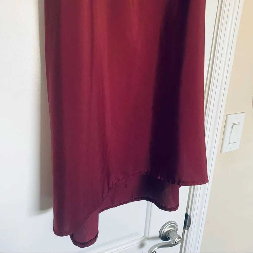 Cotton On Burgundy Lightweight Sleeveless Shift Silk Dressy Tank Slip Dress | L - Image 7