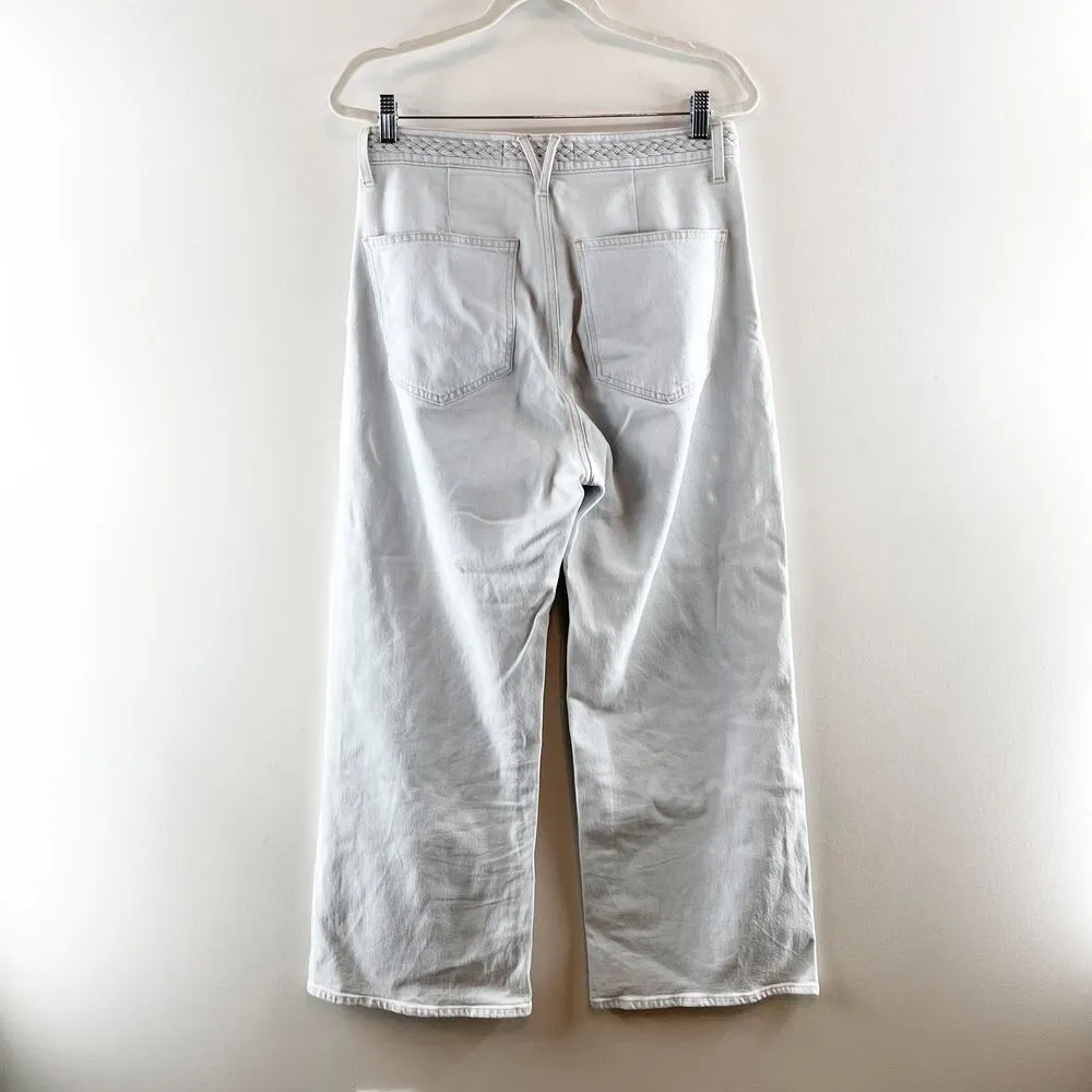 Veronica Beard Grant Braided Waist Extra High Rise Wide Leg Jeans Aspen Blue 10 - Image 9