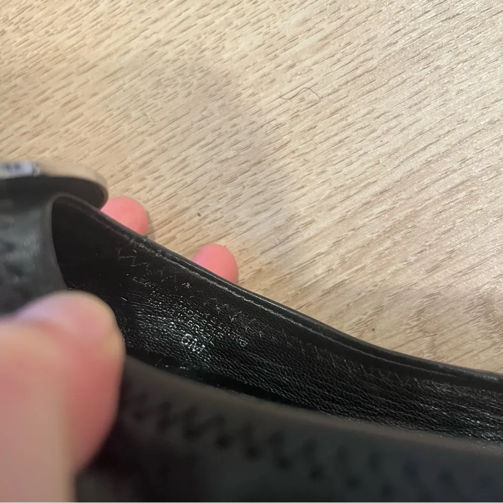 Tory Burch Minnie Travel Ballet Flat Black Leather Scrunch Size 6 - Image 8