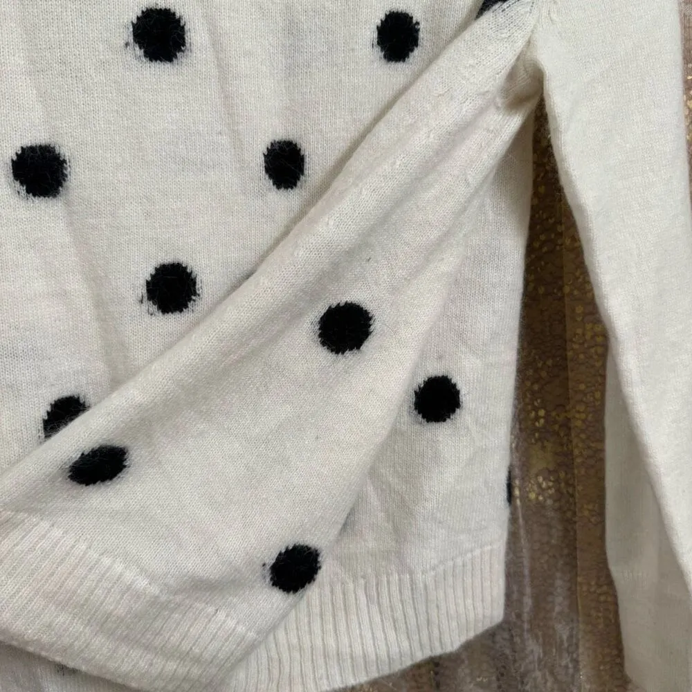 Victorias Secret Ivory Polka Dot Angora Rabbit Hair Fuzzy Sweater Large - Image 7
