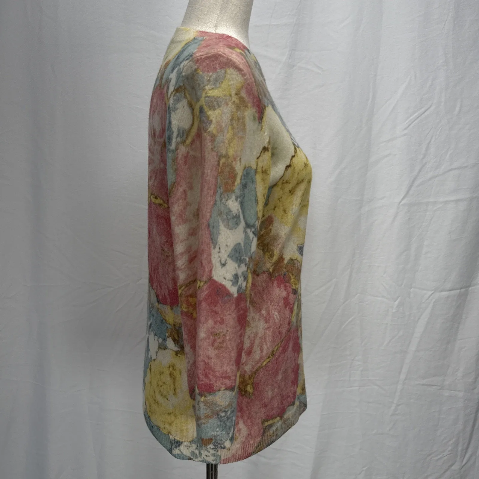 Talbots Womens Pure Cashmere Floral Audrey Sweater Size M Boatneck 3/4 Sleeve - Image 6