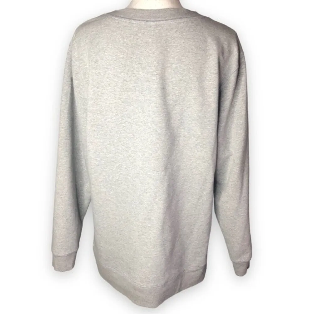 Green Tea Girl Power Heather Grey Oversized Longline Pullover Sweatshirt Black Size L - Image 4