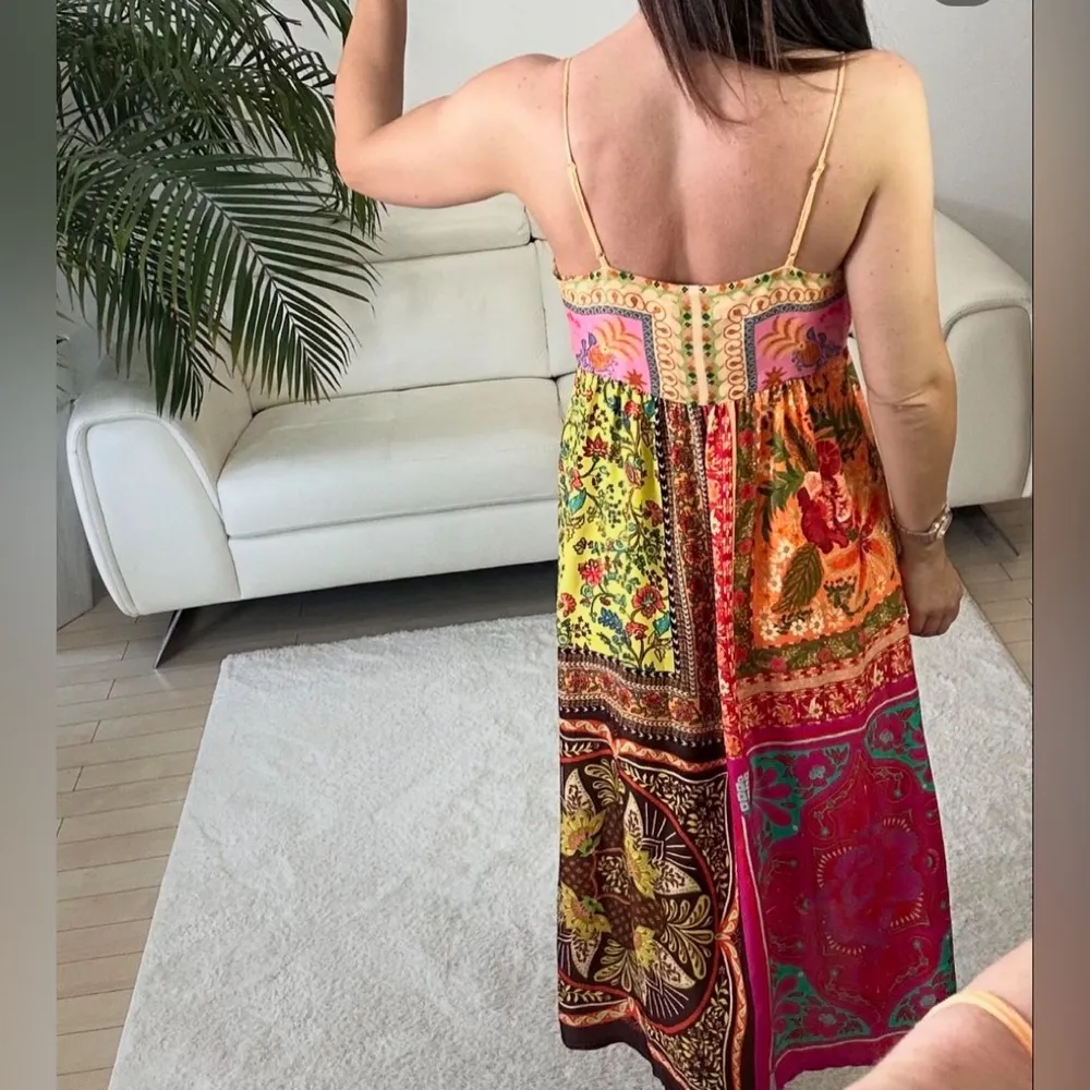 FARM RIO Mixed Scarves Midi Dress M - Image 2