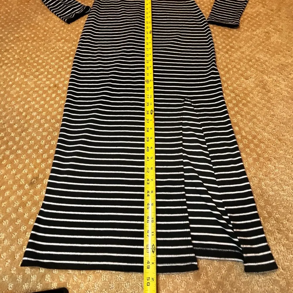 Long Sleeve Striped Rib Knit Midi Dress Wild Fable Black White Sz M Y2k Grunge - Image 10