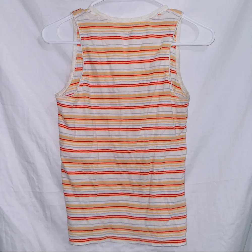 Madewell Sleeveless Whisper Cotton V Neck Pocket Tank in Stripes size XXS - Image 6