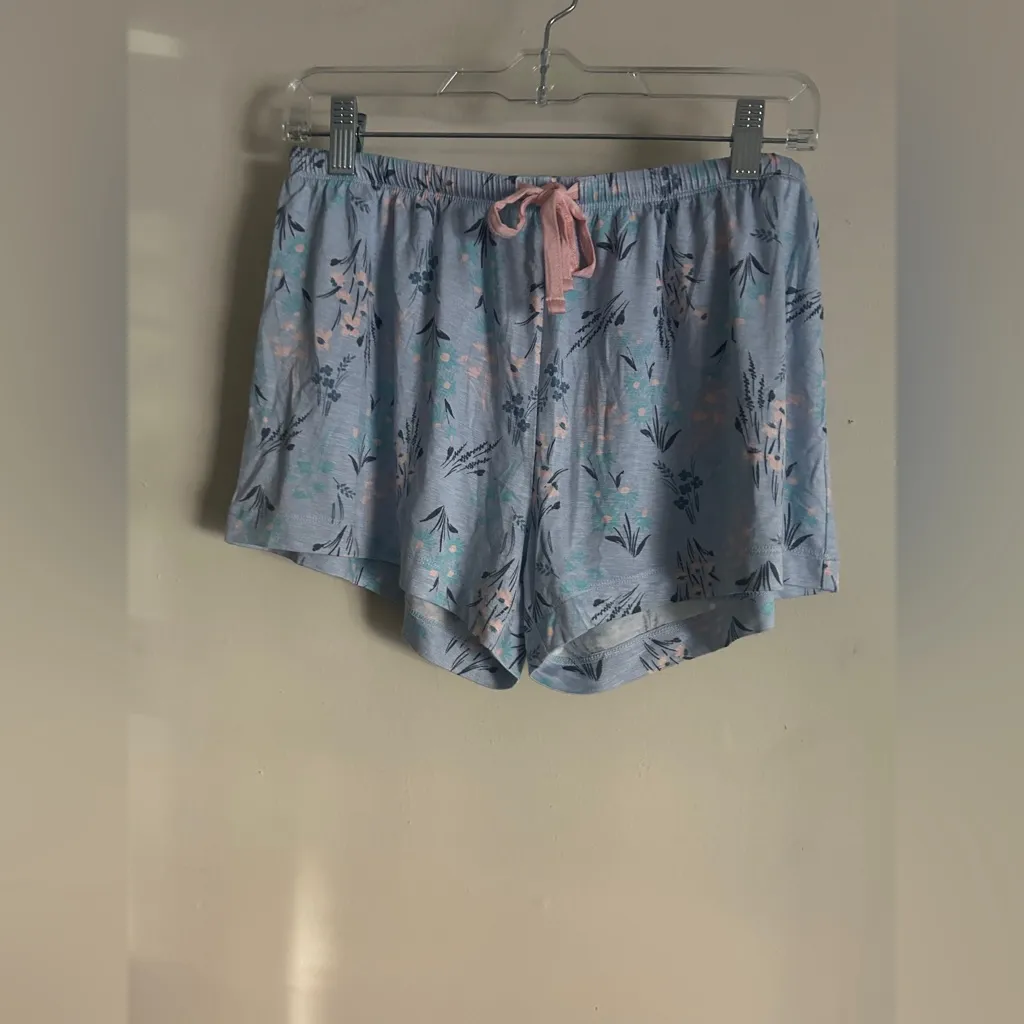 Honeydew Flower Print Super Soft Pajama Shorts Set XS Blue - Image 4