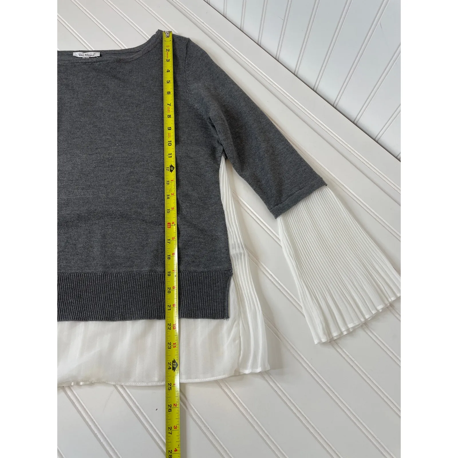 NWT Vila Milano Gray Layered Sweater Top Career Classic Pullover Womens Size S - Image 4