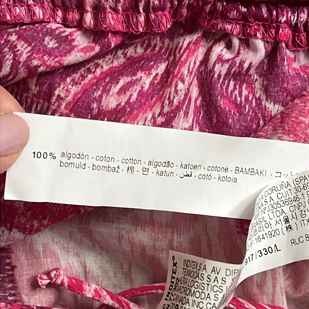 ZARA MAXI DRESS CUT OUT PATCHWORK PINK FUCHSIA LONG COTTON, 3709/917,size large - Image 5