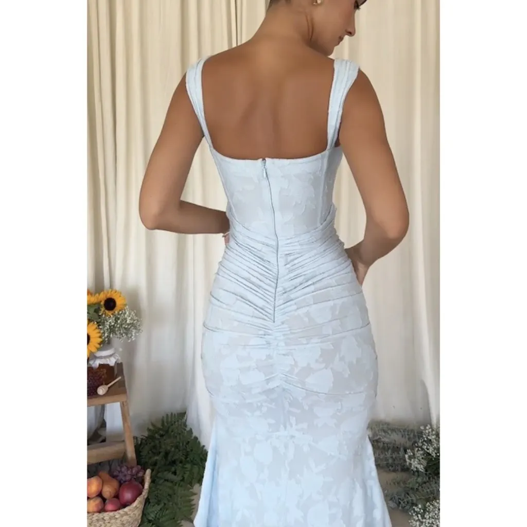 HOUSE OF CB Cesca Floral Ruched High-Low Corset Dress in Skyride Size X-Small - Image 2