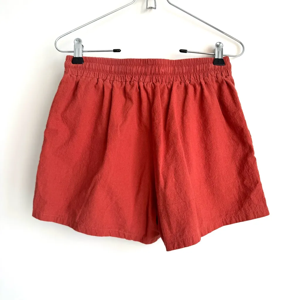 Cotton Linen Shorts High Waist Oversized Size Small Red - Image 2