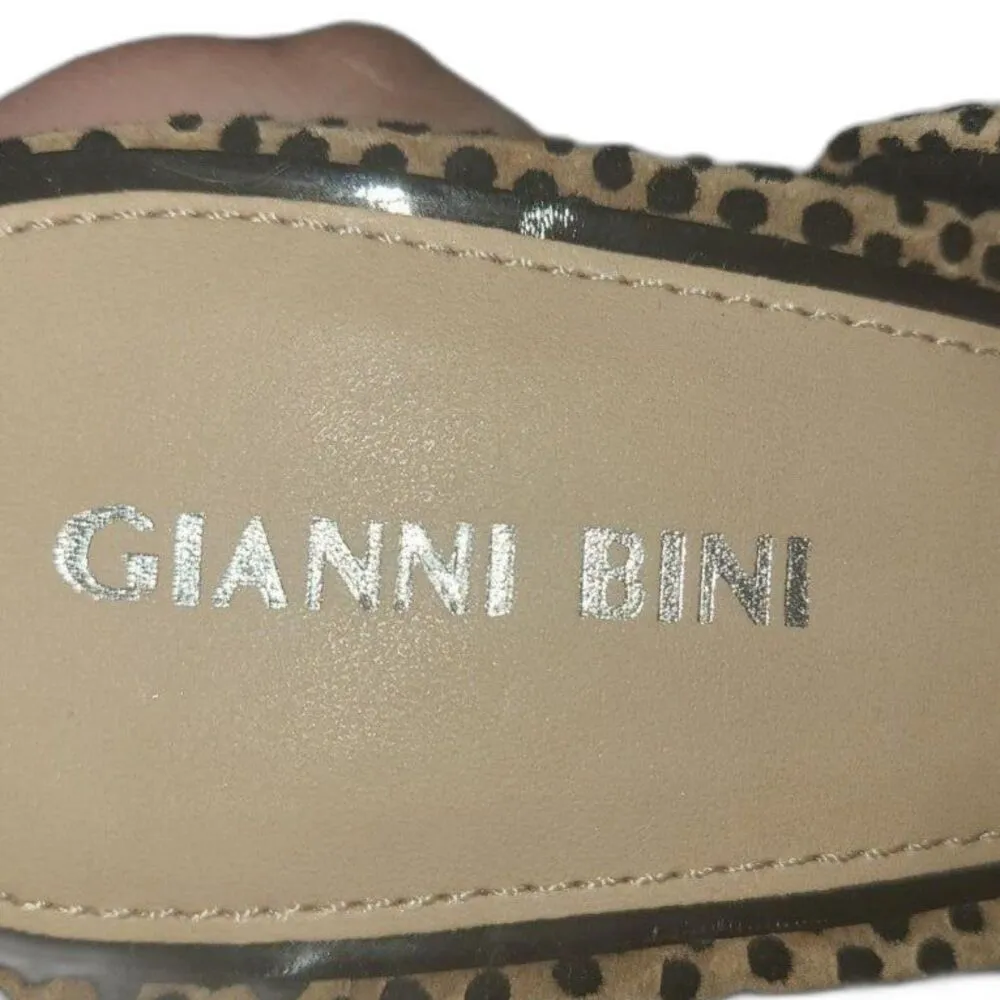 EUC Gianni Bini Cheetah Print Leather Open Toed Mule Block Heels Size 8.5M - Image 8