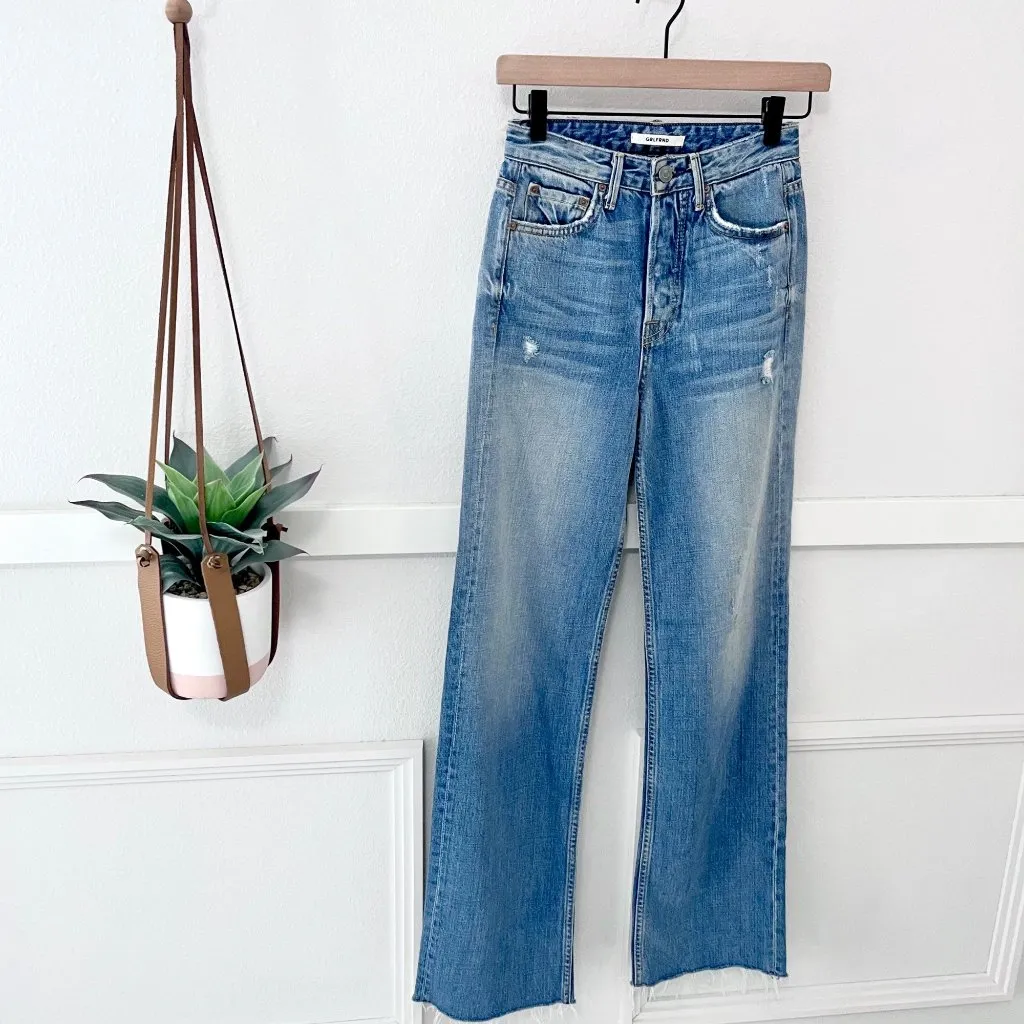 NWT GRLFRND Carla High Waist Bell Jeans Medium Blue Gonna Fly Now Button Size 24 - Image 2