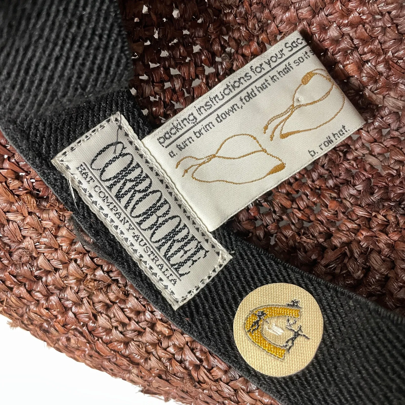 Corroboree Straw Hat Brown Tie Braided Bow Australian Packable One Size - Image 8