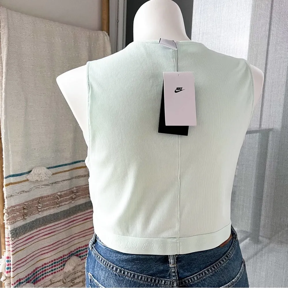 Nike Air Barely Green Washed Teal Ribbed Cropped Tank Top Women’s XXL - Image 5