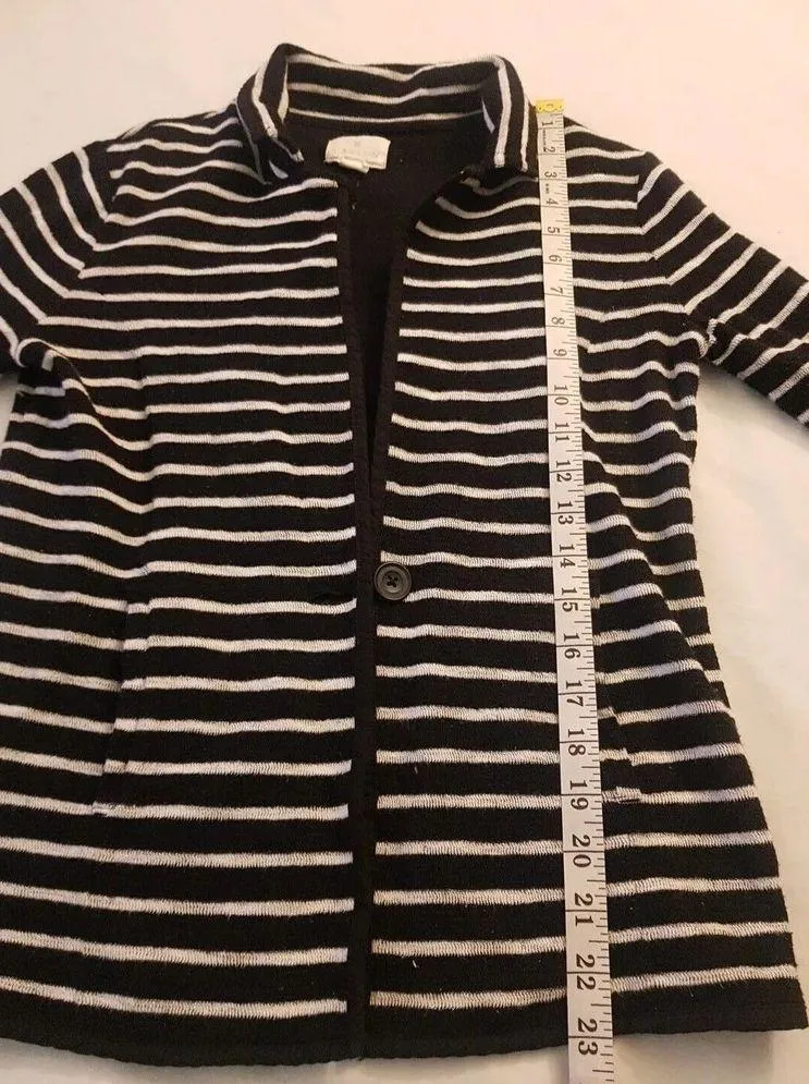 Caslon Womens Knit Blazer One Button Size XS Striped Jacket Collar Sweater - Image 11