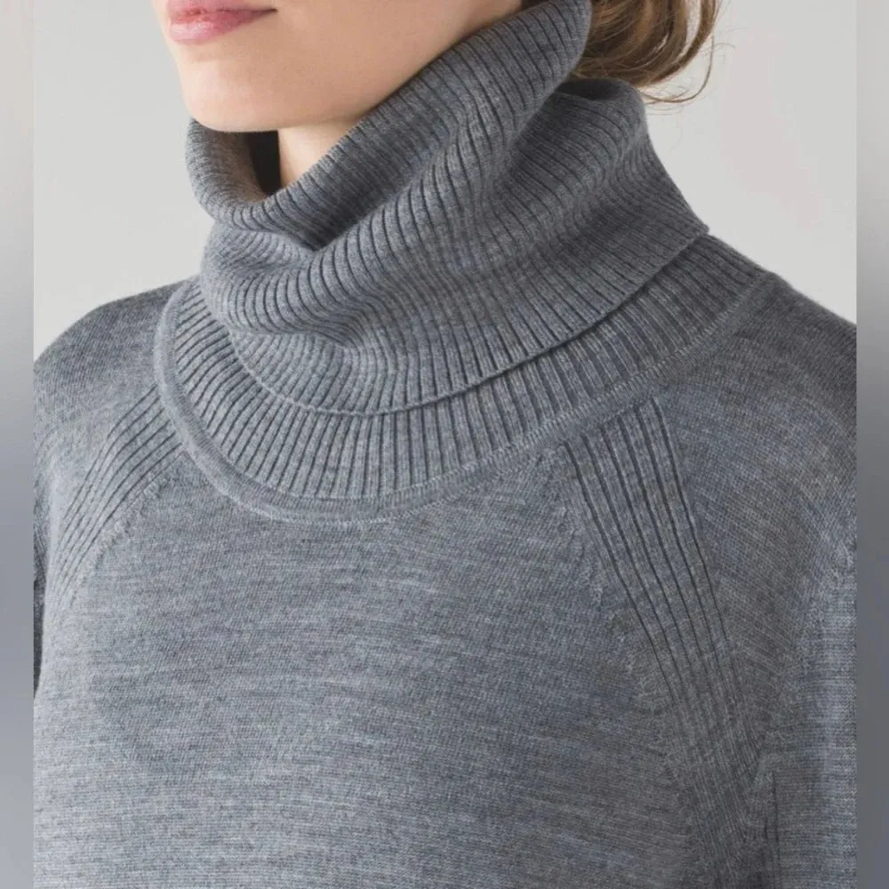 Lululemon sweat & savasana merino wool sweater cowl neck $148 fall gray - Image 6