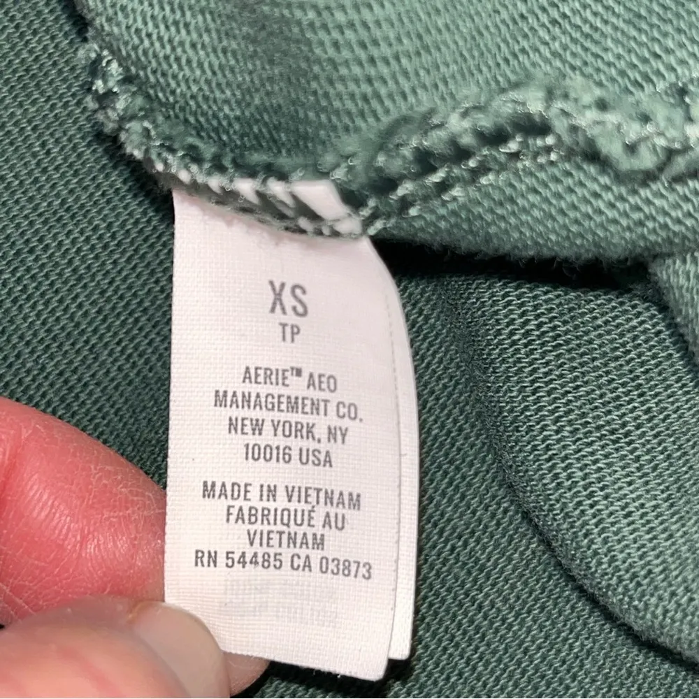 Aerie Green Sunday Soft Lace Up Oversized Hoodie French Terry Fleece Sweatshirt - Image 9