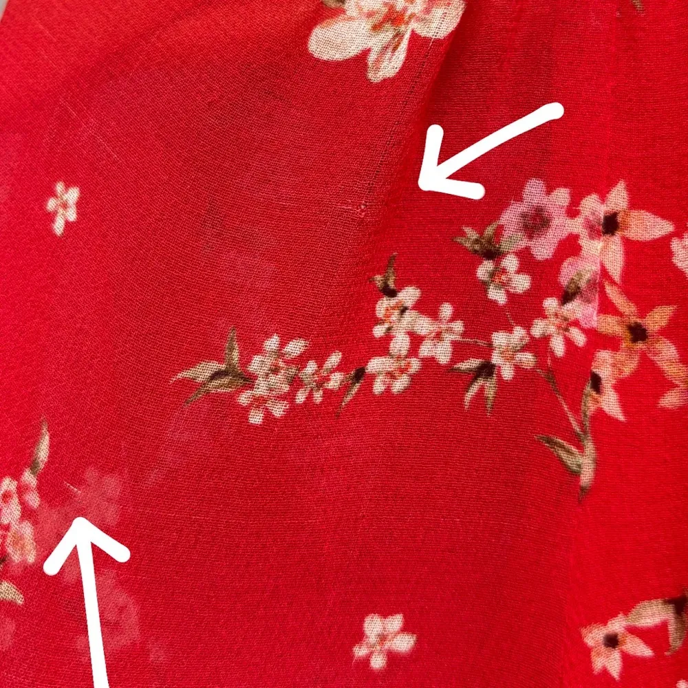 NICHOLAS Red Floral Silk Midi Dress Short Sleeves XS - Image 10