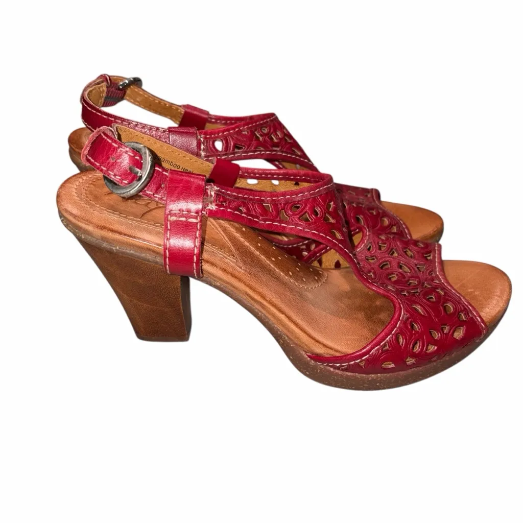 NEW Naya Red Leather Alpine Slingback Heeled Sandals Shoes size 7.5 - Image 4
