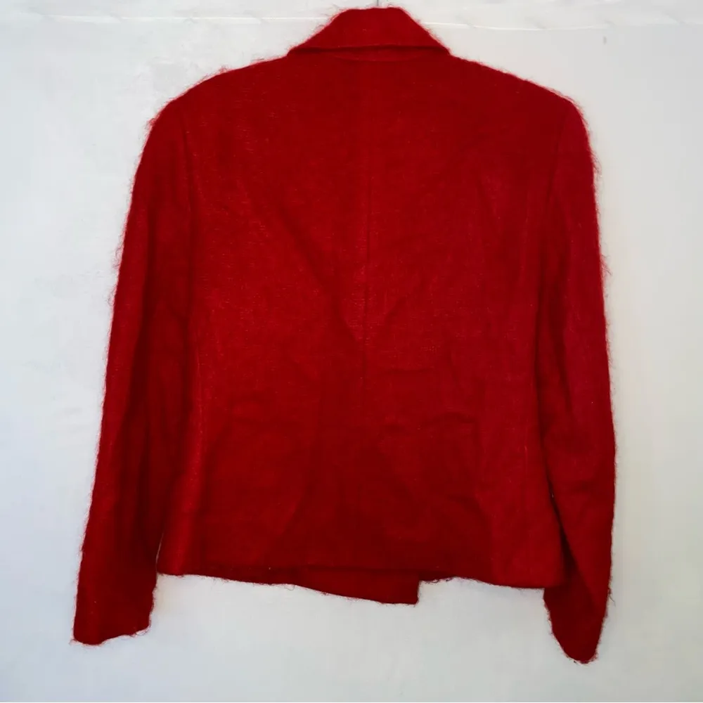 Henri Bendel Red Mohair Wool Double Breasted Jacket Coat Blazer Vintage Large 12 - Image 6