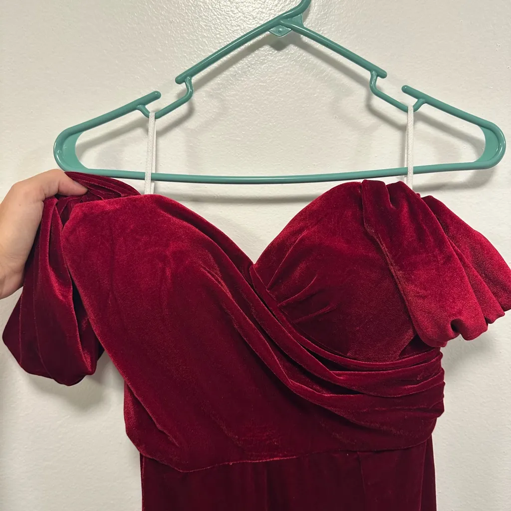 Elegant Off-Shoulder Burgundy Evening Gown bridesmaid holiday dress! - Image 7