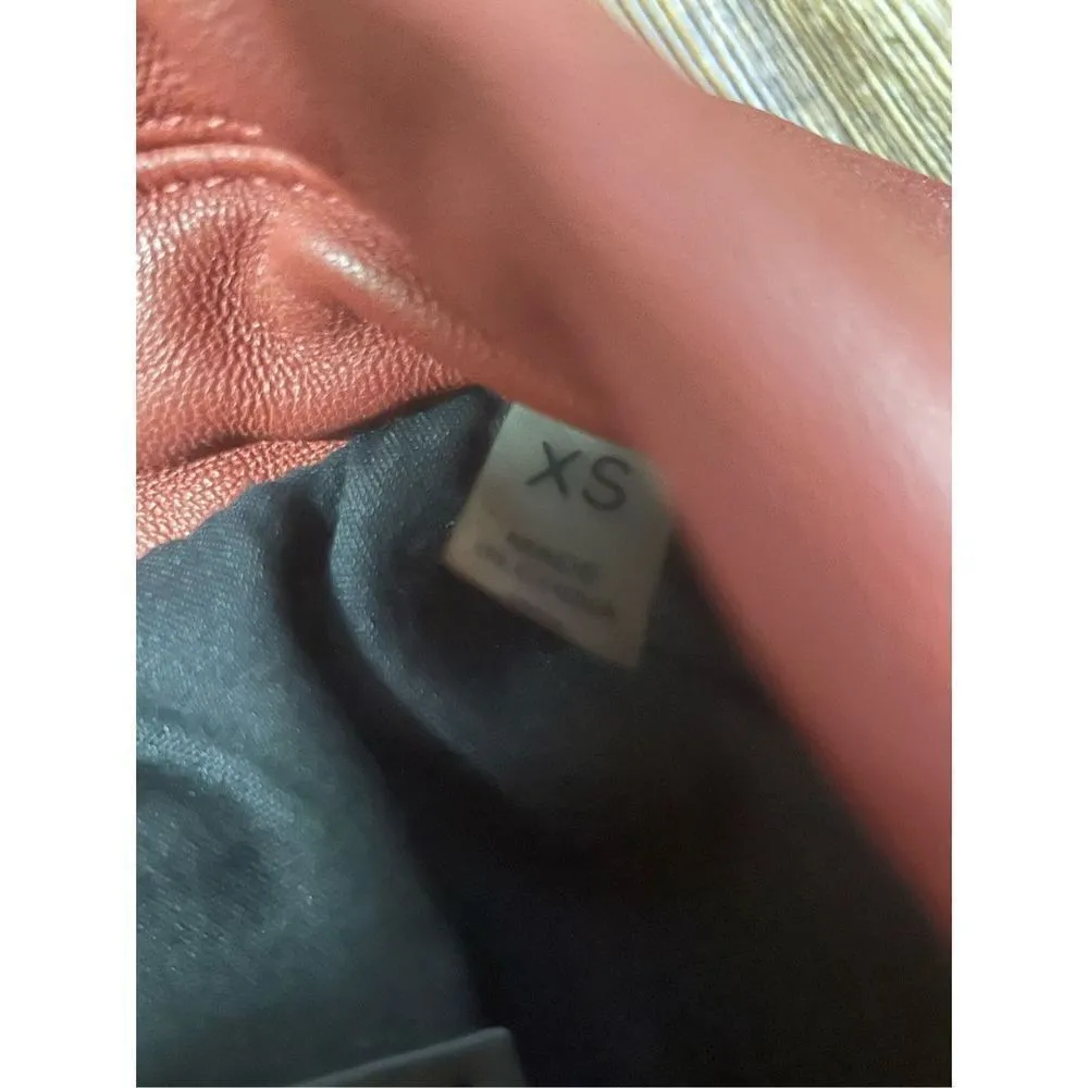 Bagatelle Women's Washed Leather Biker Moto Belted Jacket in Sunset size XS - Image 12