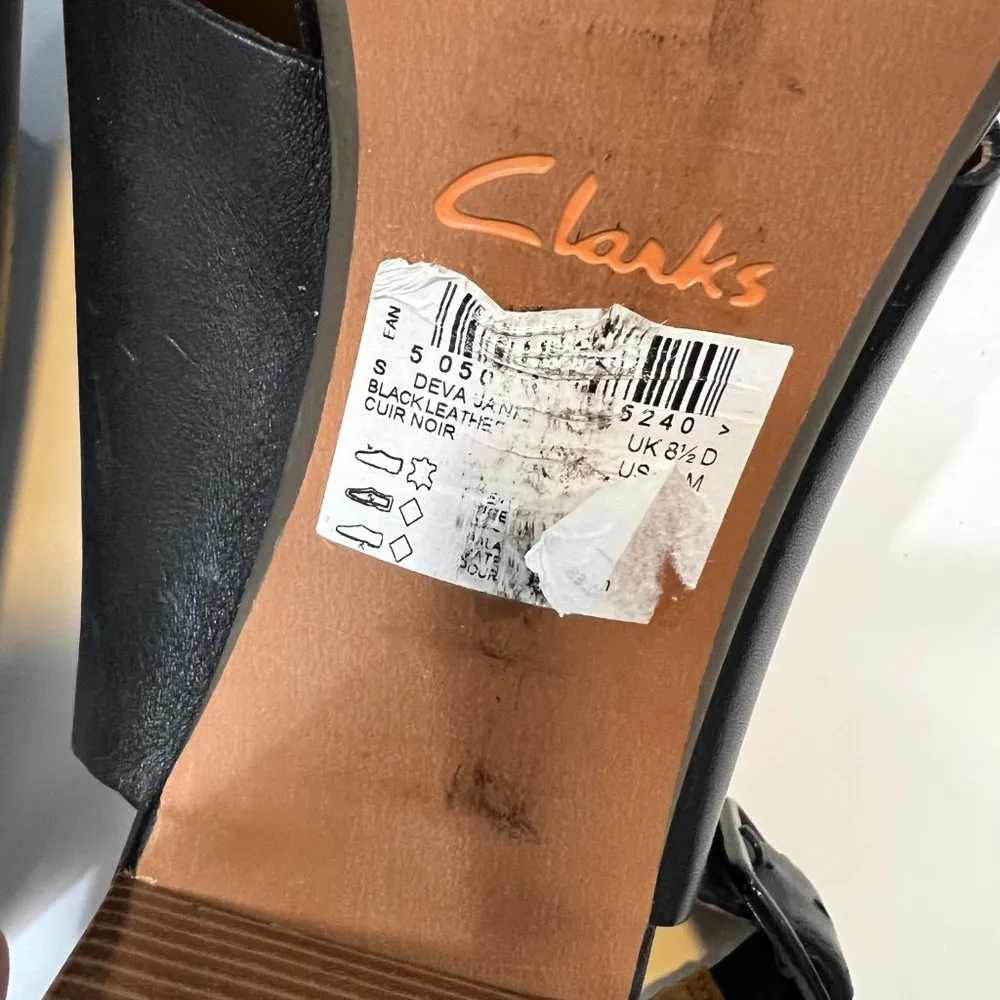 Clarks deva janie black leather Heeled sandals size 11 - Image 9