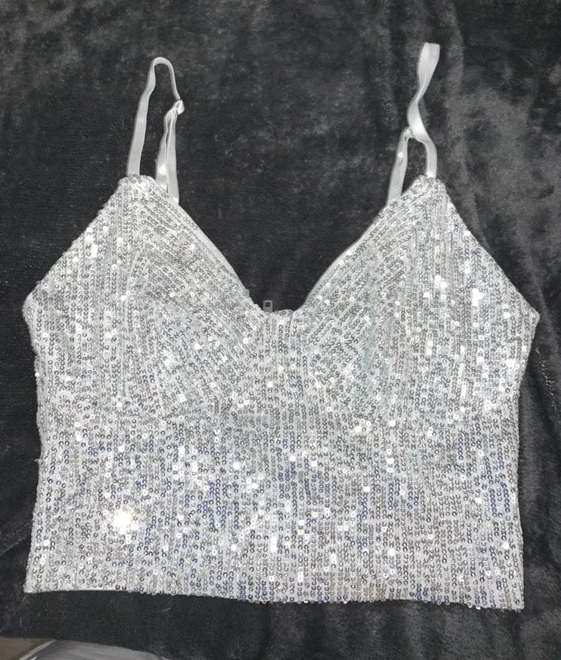 Shinestar Cropped Sequin Tank - Image 2