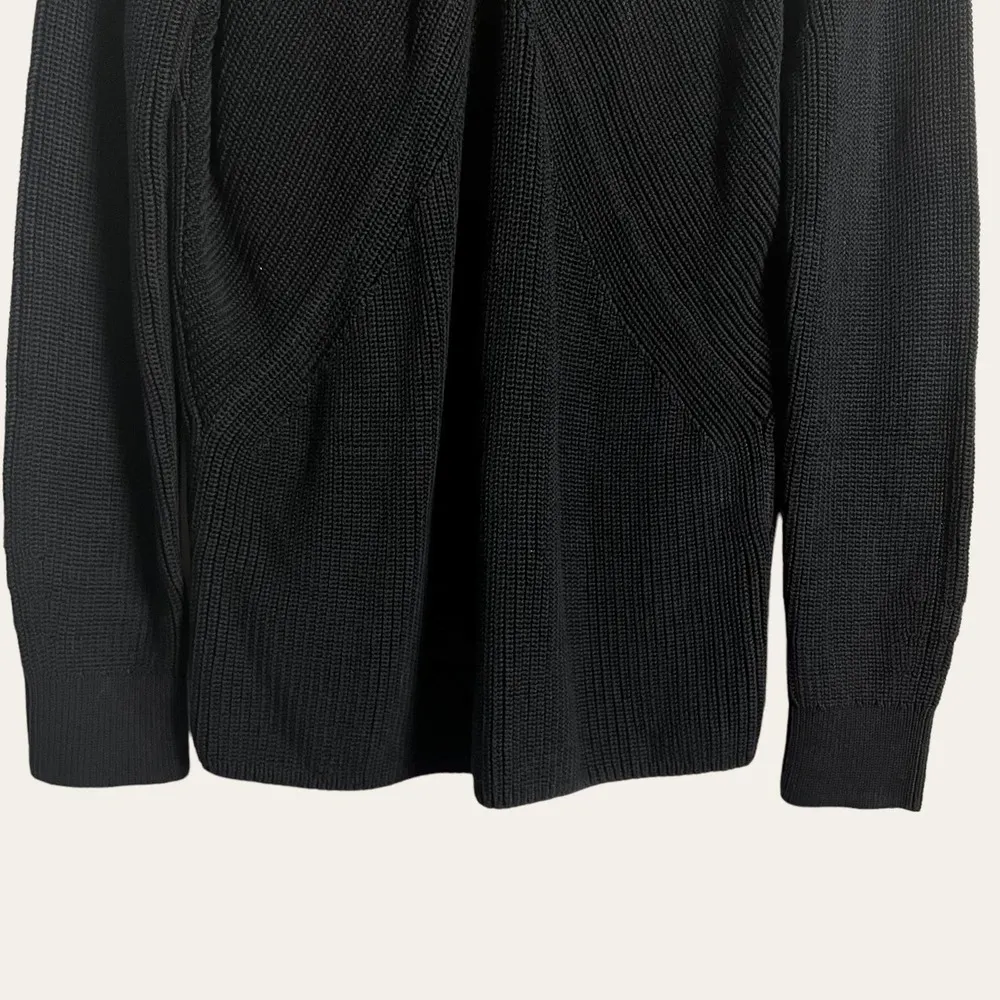 COS Black Cut Out Ribbed Knit Cotton Oversized Pullover Sweater Size M - Image 5