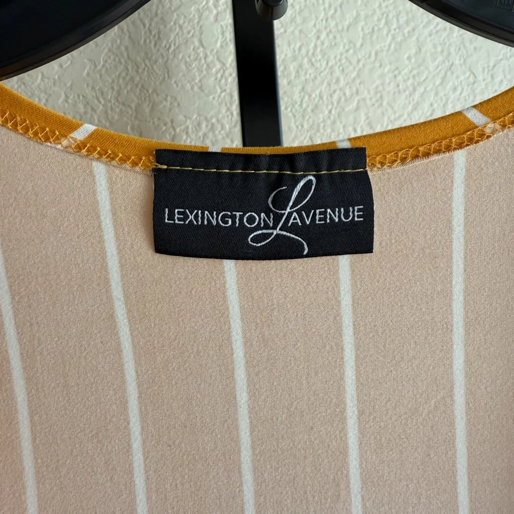 Mustard Yellow Striped Open Front Cardigan Long Sleeve Layering Jacket Large - Image 3