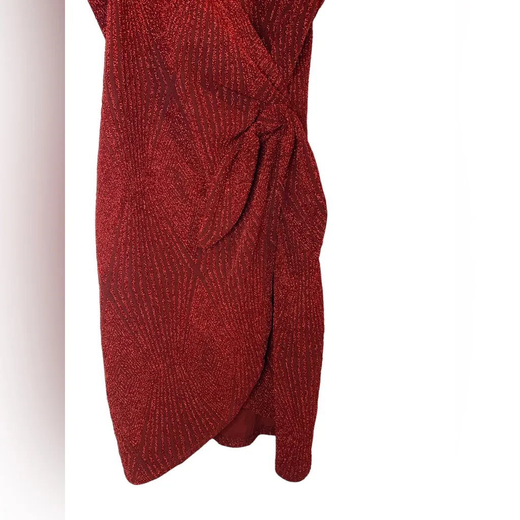 Lily Rose Red‎ Shimmer Knotted Side Wrap Fitted Cocktail Dress Size XS Hoco Hoco - Image 3