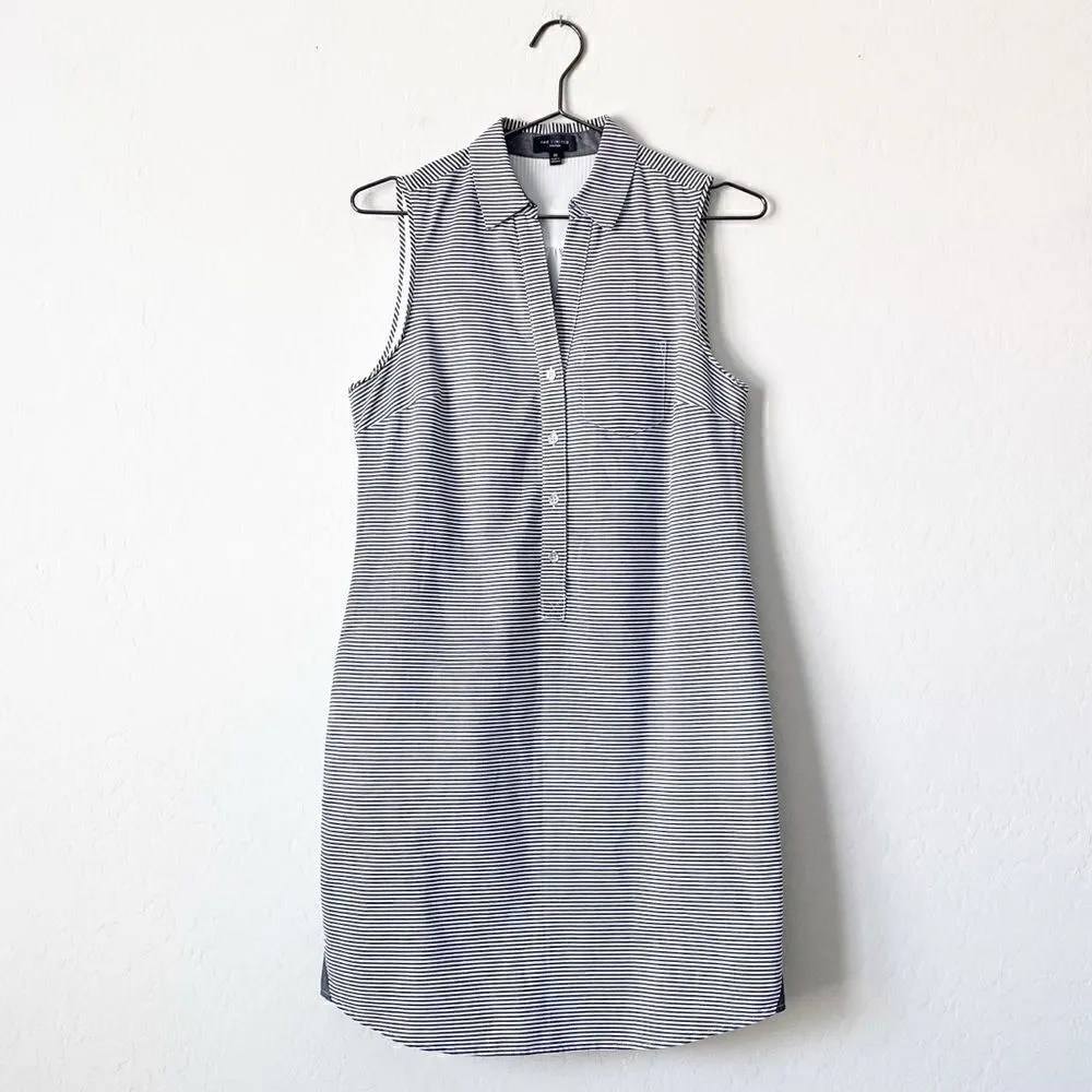The Limited Ashton Striped Cotton Popover Button Front Sleeveless Shirt Dress - Image 3