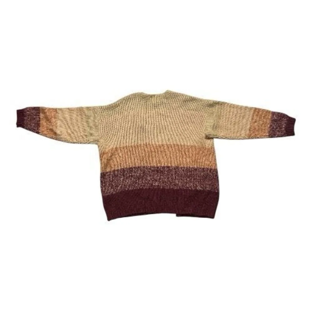 Lucky Brand Brown Ombre Dye Oversize Open Cardigan In Rust Wool Blend Size M - Image 6
