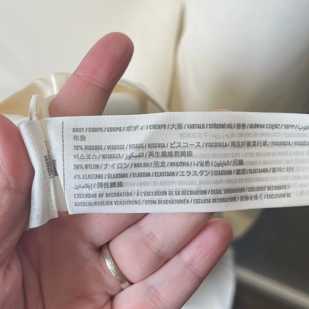 Abercrombie & Fitch Women's NWT Ivory Asymmetrical Bodycon Dress Short Size‎ XL - Image 4