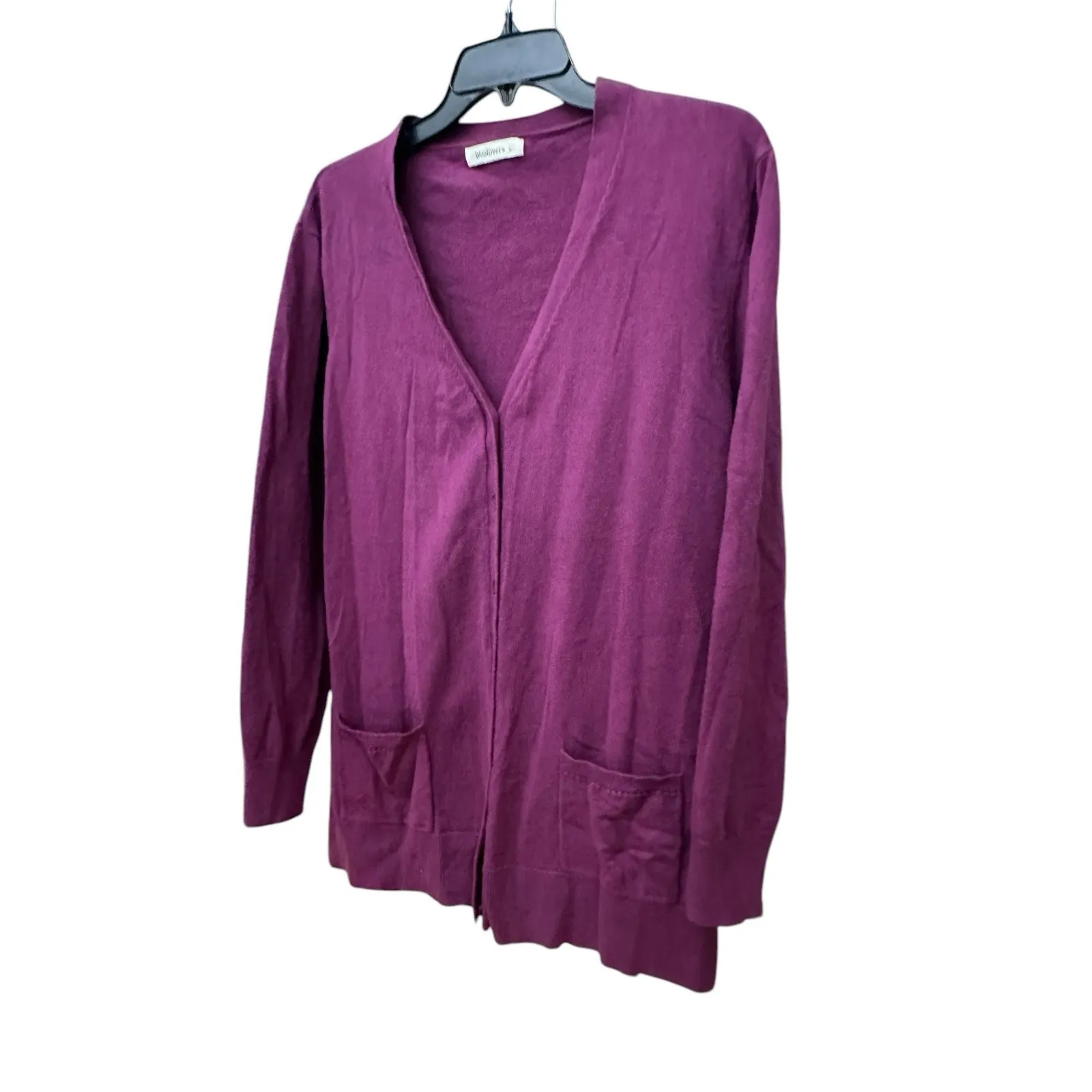 Woolovers Pure Wool Button Front Sweater Cardigan Large Purple Lambswool #UV1 - Image 3