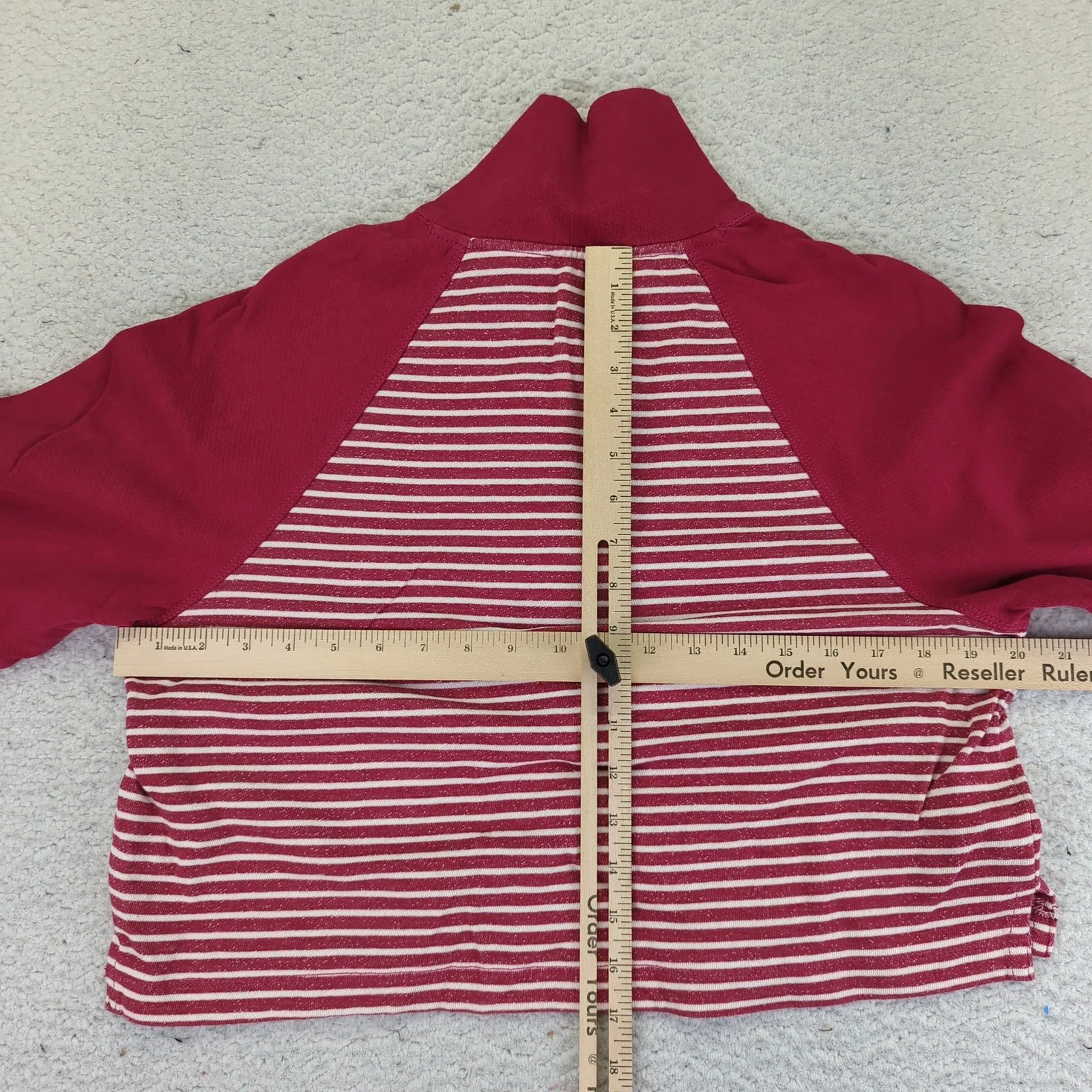PILCRO Collared Half Zip Red Striped Cropped Quarter Pullover Sweatshirt Medium - Image 5