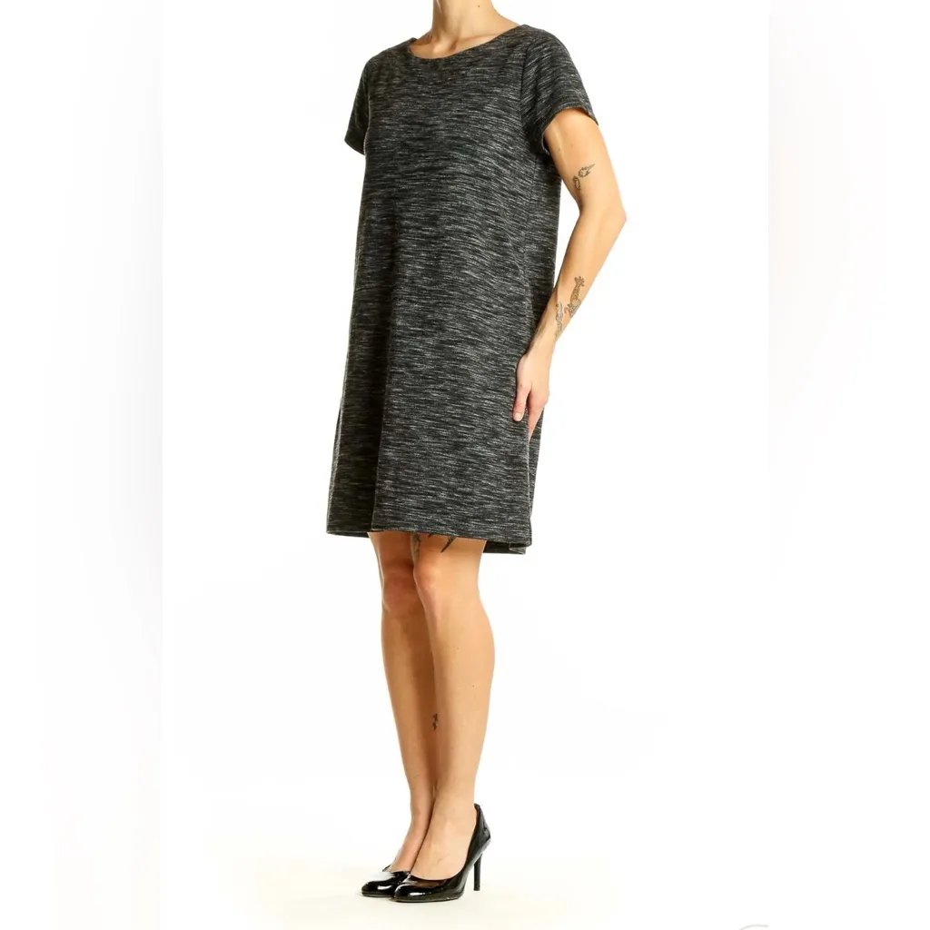 ANN TAYLOR LOFT Charcoal Heathered T-Shirt Dress Size XL - Image 3