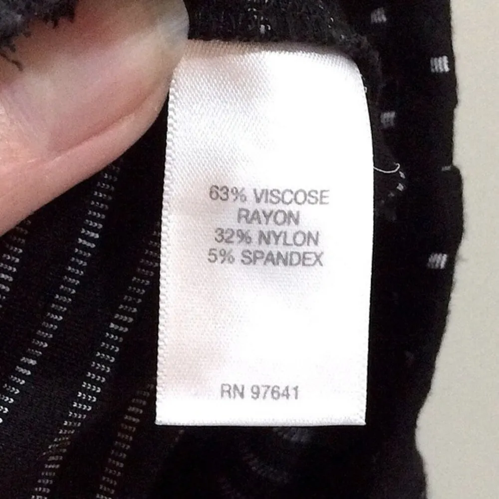 J. Jill Polka Dot Pants Black Ponte Knit Slim Leg Sz Medium Elastic Waist - Image 3