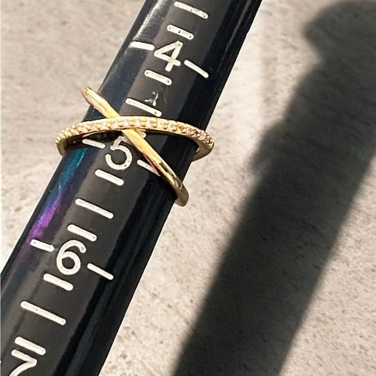 Gold Plated Cubic Zirconia Pavé Criss Cross Ring for Women Size 5 - Image 4