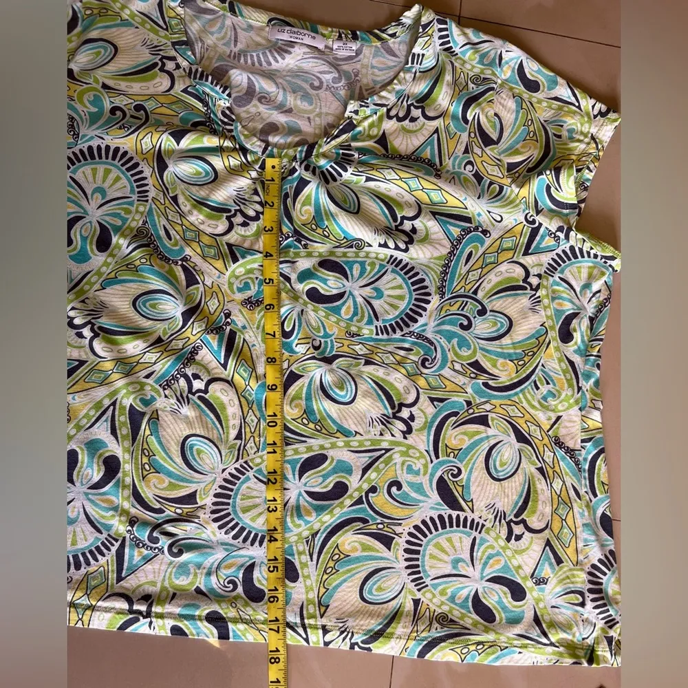 Liz Claiborne Womens Blouse 3X Sheer Multicolor Lightweight Pleated Front cotton - Image 6