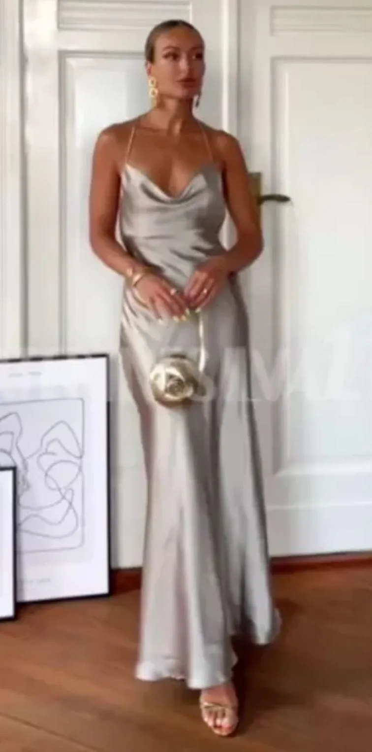 Cava Satin Camisole Dress Strap Open Back - Image 2