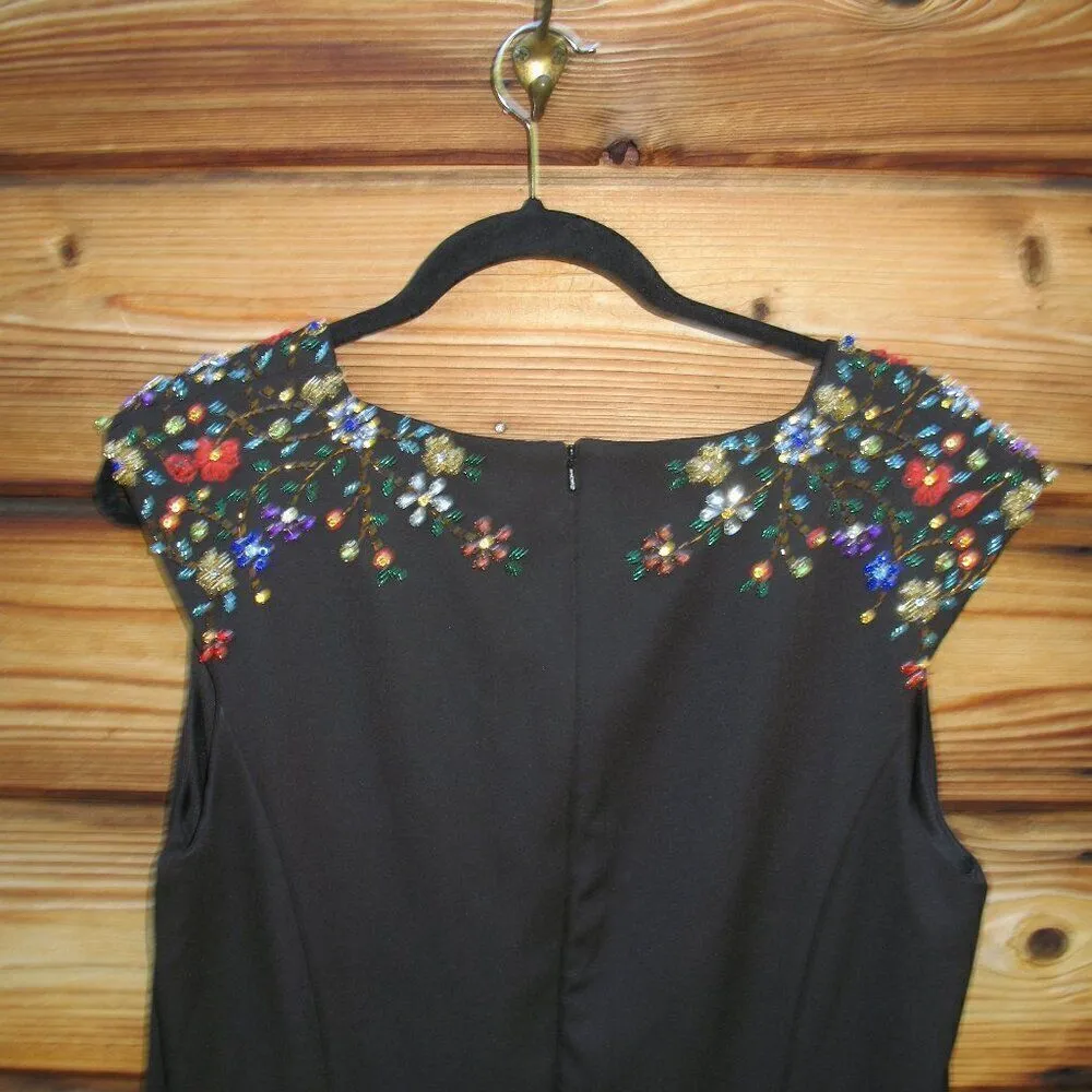 NWT Mac Duggal  Beaded Cap Sleeve V Neck Gown Dress Black 14 - Image 13