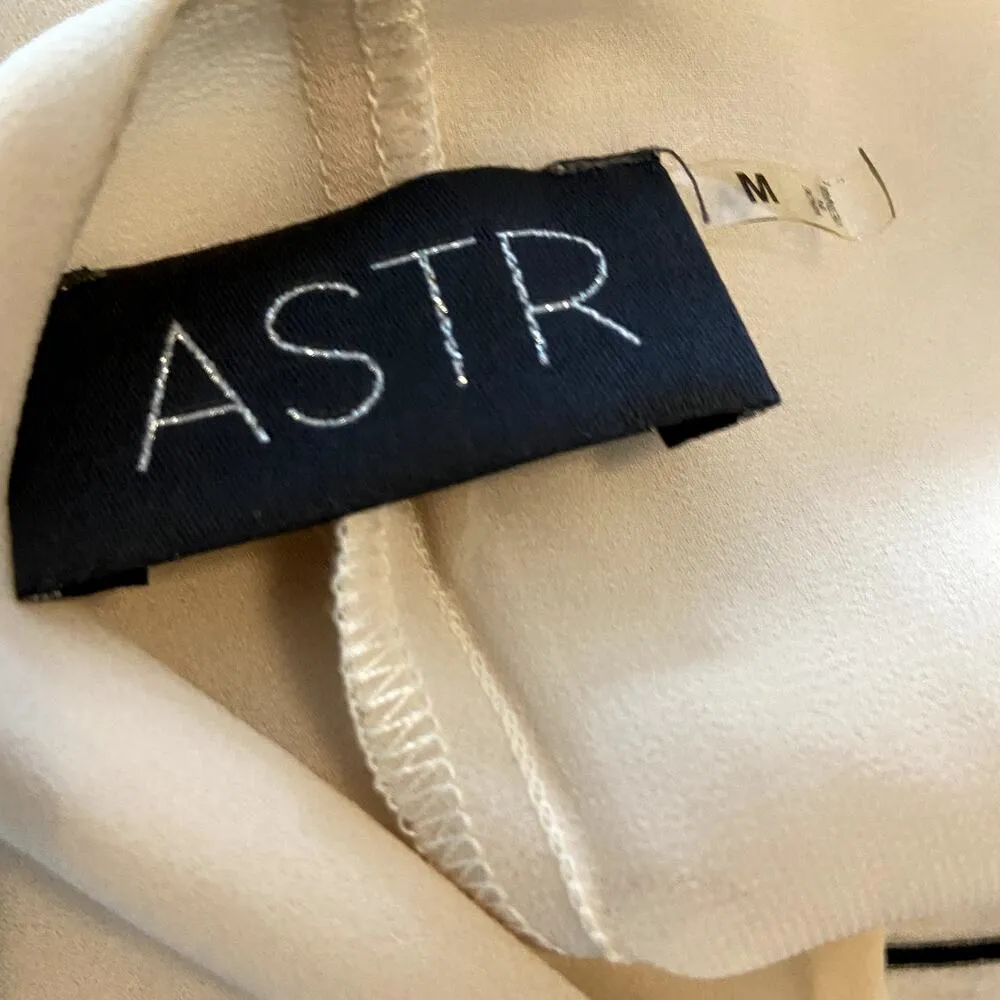 ASTR Shift Dress Chiffon Lace Angel Sleeve Scoop Plunge Back Cocktail Cream M - Image 3